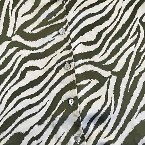 Rachel Zoe Olive Zebra Print Button-Down Shirt - Picture 4 of 5